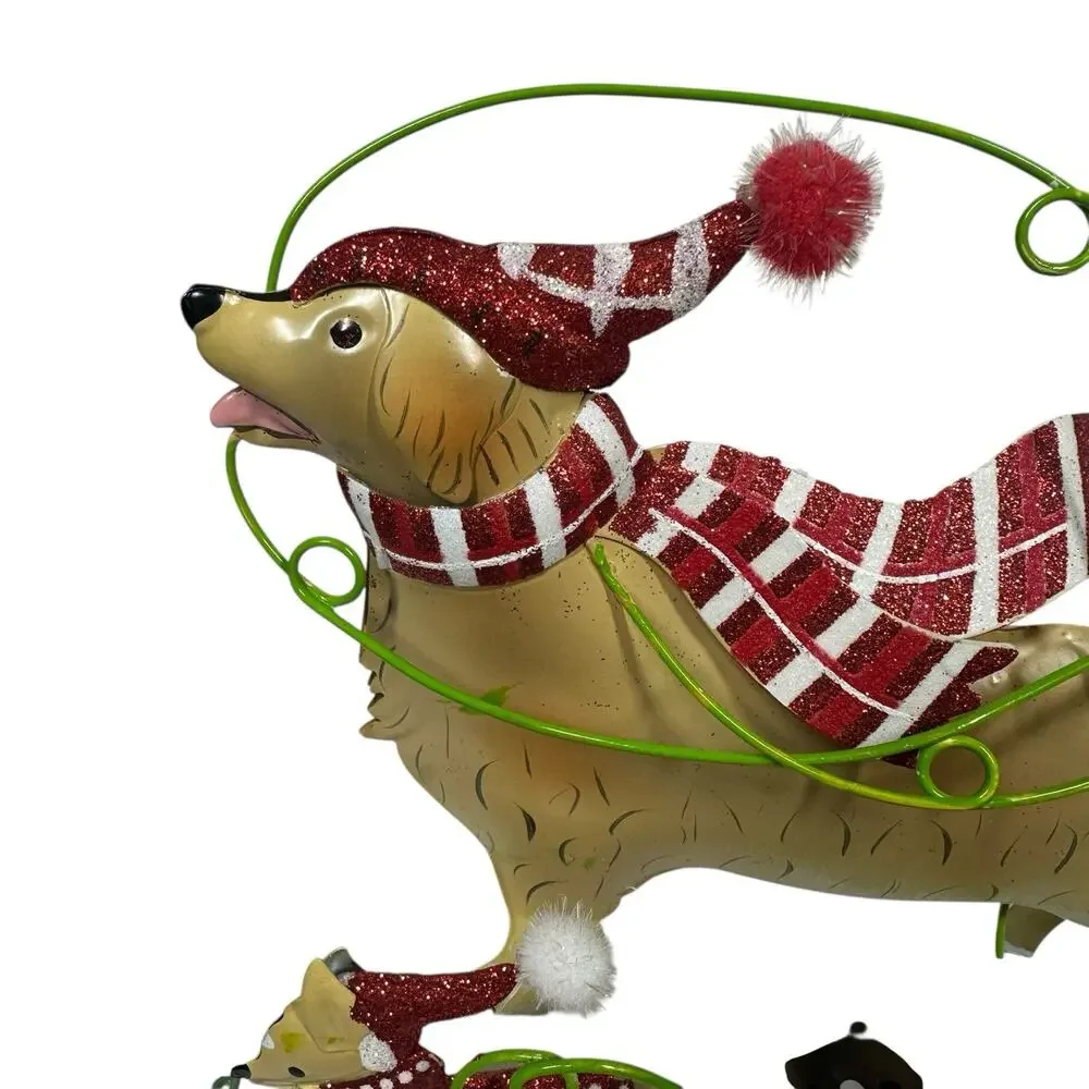 Pier 1 Christmas Metal Dog Figurine Wine Charm Holder‎ NO WINE CHARMS 8.5